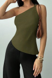 Solid Color Asymmetric Camisole Sleeveless Shirt