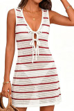 Striped Lace Up Sun Protection Beach Dress