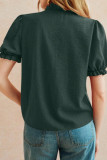 Ruffled Short Sleeved Embroidered Shirt