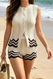 Hollow Knit Cardigan Shorts Beach Two-piece Set