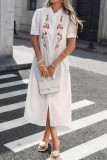 Short Sleeved Embroidered Dress