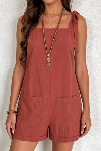 Solid Color Suspender Loose Sleeveless Jumpsuit