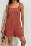 Solid Color Suspender Loose Sleeveless Jumpsuit