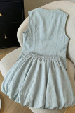 V-neck Vest Flower Bud Short Skirt Two-piece Set