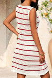 Striped Lace Up Sun Protection Beach Dress