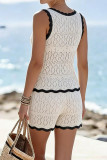Sleeveless Knitted Vest Shorts Beach Two-piece Set