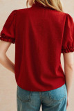 Ruffled Short Sleeved Embroidered Shirt