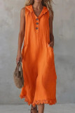 Large Size Linen Sleeveless Hooded Dress