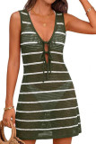Striped Lace Up Sun Protection Beach Dress