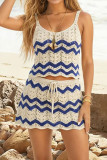 Knitted Striped Vest Shorts Beach 2-piece Set