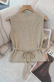 Shell Button Knitted V-neck Sleeveless Vest