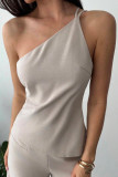 Solid Color Asymmetric Camisole Sleeveless Shirt