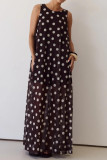Mesh Sleeveless Polka Dot Maxi Dress