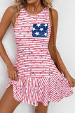 Round Neck Sleeveless Ruffled Vest Dress