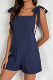 Solid Color Suspender Loose Sleeveless Jumpsuit