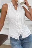 V-neck Lace Trim Sleeveless Shirt