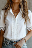 French Retro Lapel Lace Short Sleeved Shirt