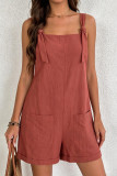 Solid Color Suspender Loose Sleeveless Jumpsuit