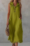 Large Size Linen Sleeveless Hooded Dress