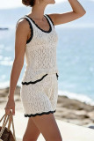 Sleeveless Knitted Vest Shorts Beach Two-piece Set