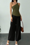 Solid Color Asymmetric Camisole Sleeveless Shirt