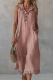 Large Size Linen Sleeveless Hooded Dress