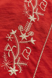 Ruffled Short Sleeved Embroidered Shirt