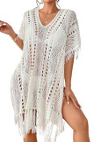 Knitted Hollow Fringe Beach Short Sleeve Dress
