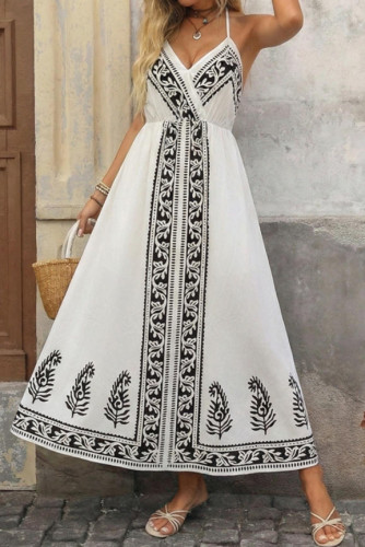 V-neck Sleeveless Waist Cinched Dress
