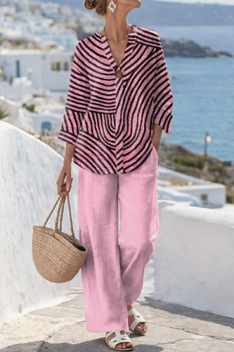 Seven Quarter Sleeve Shirt Straight Leg Pants 2-piece Set