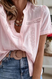 Bubble Short Sleeved Lace Patchwork Shirt