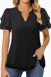 V-neck Double-layer Short Sleeve Chiffon Shirt