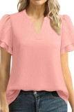 V-neck Double-layer Short Sleeve Chiffon Shirt