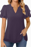 V-neck Double-layer Short Sleeve Chiffon Shirt