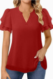 V-neck Double-layer Short Sleeve Chiffon Shirt
