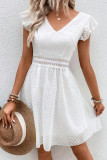 V-neck Waist Cinched Short Sleeved Dress