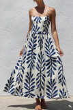 French Leaf Print Sleeveless Dress