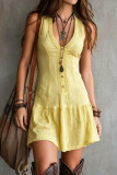 Large Size Sleeveless U-neck Denim Dress