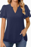 V-neck Double-layer Short Sleeve Chiffon Shirt