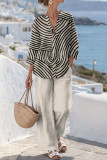 Seven Quarter Sleeve Shirt Straight Leg Pants 2-piece Set