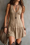 Large Size Sleeveless U-neck Denim Dress