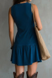 Large Size Sleeveless U-neck Denim Dress