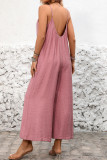 Sleeveless Backless Solid Color Jumpsuit