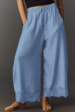 High Elastic Waisted Lace Wide Leg Pants