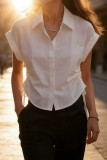 Lapel Drawstring Waist Cinching Shirt