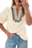 V-neck Bubble Short Sleeved T-shirt
