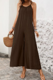 Sleeveless Backless Solid Color Jumpsuit