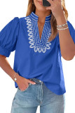 V-neck Bubble Short Sleeved T-shirt