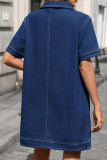 Lapel Short Sleeved Denim Straight Dress