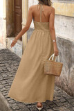 V-neck Hanging Neck Jacquard Dress